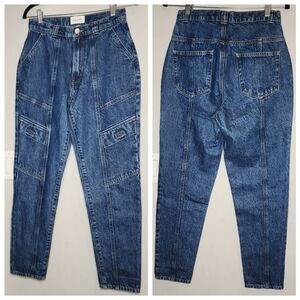 Frame Cargo Utility Jeans Rigid Medium Wash Size 25 Highrise Tapered